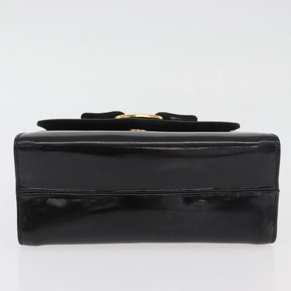 Salvatore Ferragamo Salvatore Ferragamo Vala Hand Bag Patent leather 2way Black Gold Authentic LNZ738
