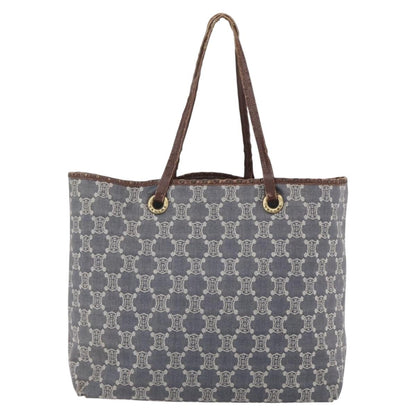 Celine CELINE Paris Macadam Canvas Tote Bag Blue Gold Authentic 157143