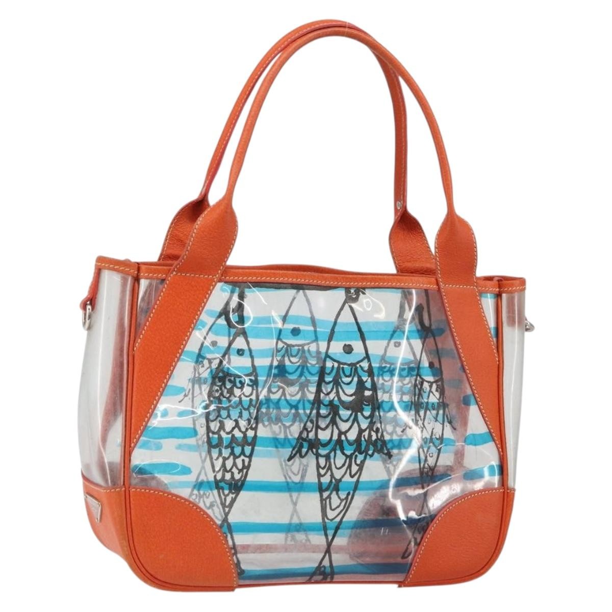 Prada PRADA Hand Bag Vinyl Clear Silver Authentic 161719