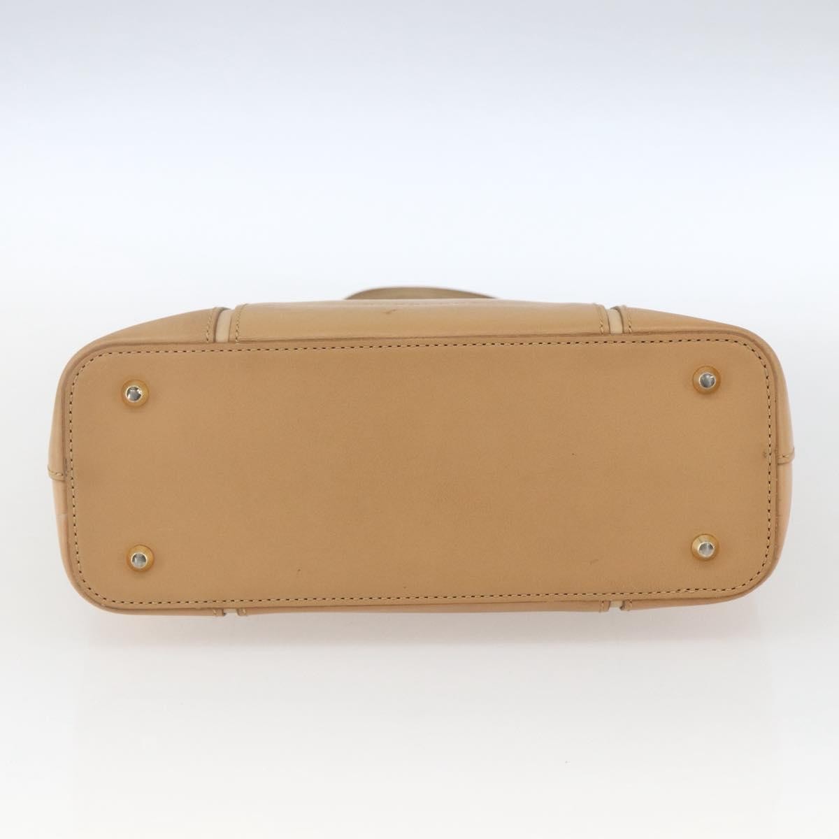 Burberry BURBERRY Hand Bag Leather Beige Gold Authentic 165049