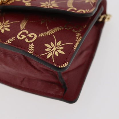 Gucci GUCCI GG Canvas Sylvie Sherry Line Chain Bag Leather Red 494646 Authentic BAZ806A
