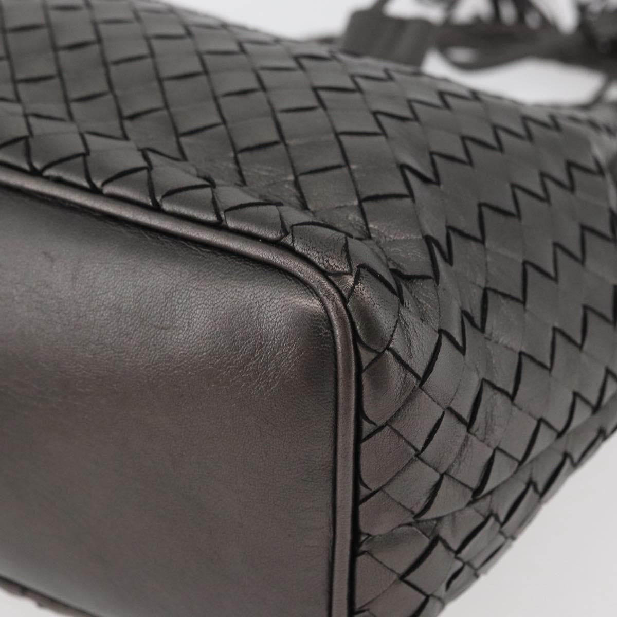 BOTTEGAVENETA BOTTEGAVENETA BOTTEGA VENETA INTRECCIATO Purse Hand Bag Leather Silver Gold Authentic 177803