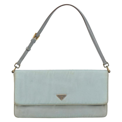 Prada PRADA Shoulder Bag Nylon Light Blue Gold Authentic 143505
