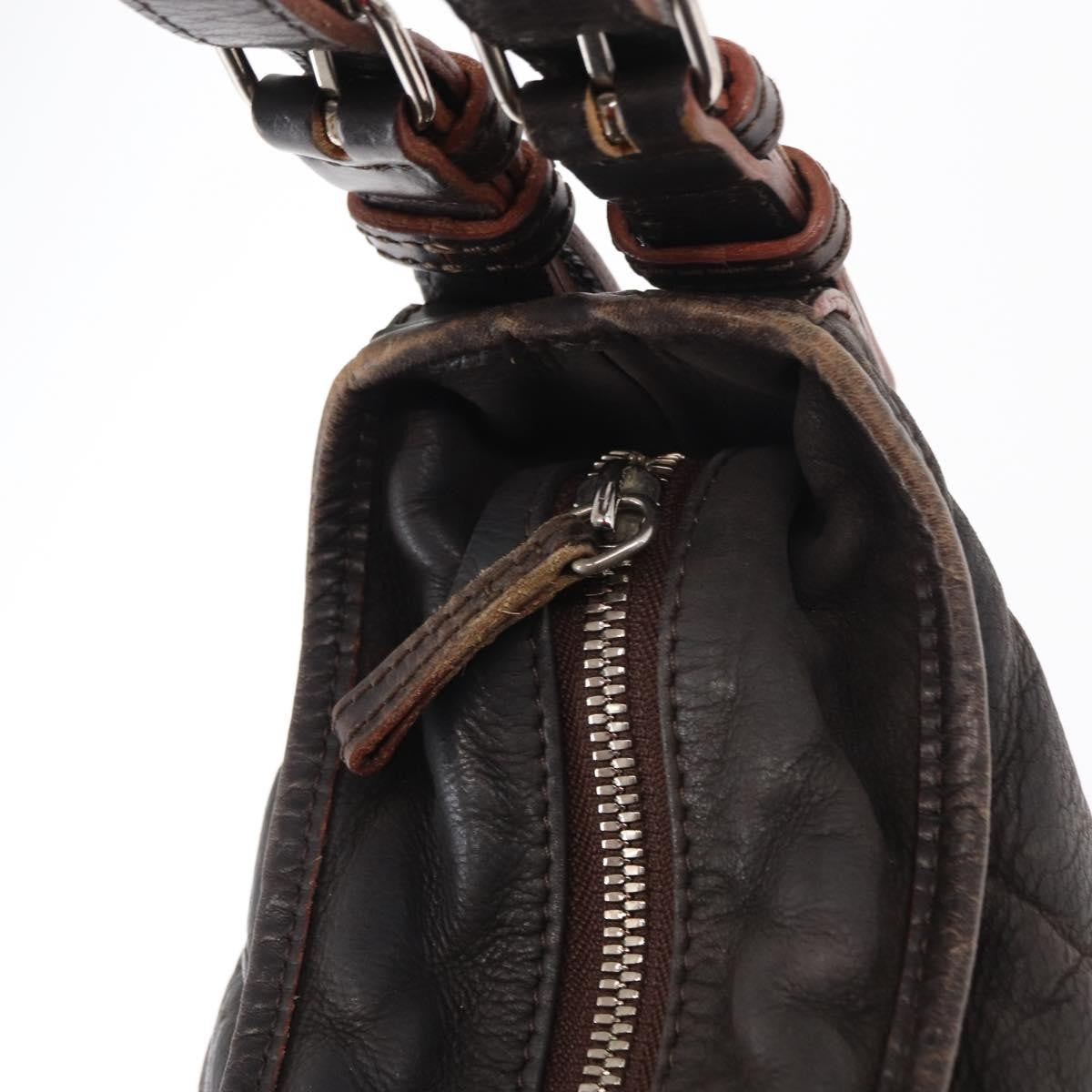 Loewe LOEWE Shoulder Bag Leather Brown Silver Authentic 155631