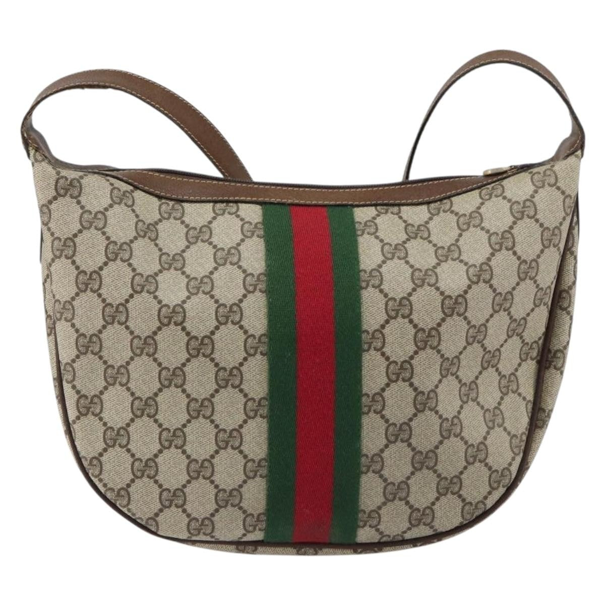 Gucci GUCCI GG Supreme Web Sherry Line Shoulder Bag PVC Beige 001 3840 5 Authentic 156832