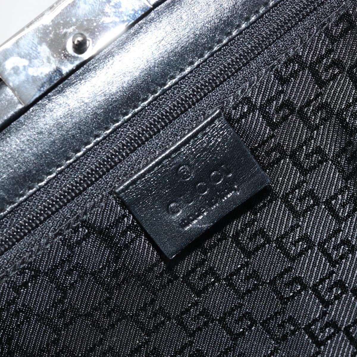 Gucci GUCCI Hand Bag Canvas Silver Black Authentic 175720
