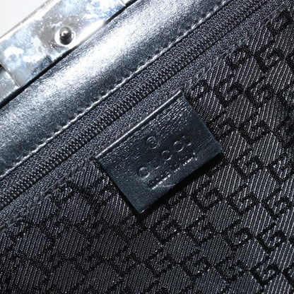 Gucci GUCCI Hand Bag Canvas Silver Black Authentic 175720
