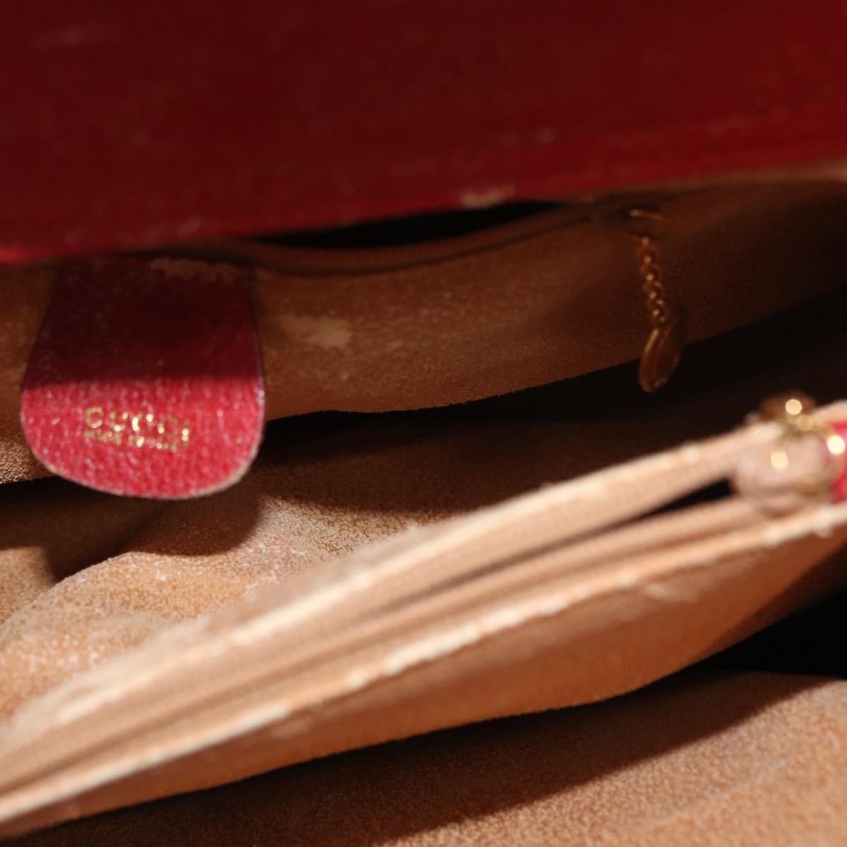 Gucci GUCCI Bamboo Hand Bag Leather Red Gold 002 0260 2615 Authentic ep12137