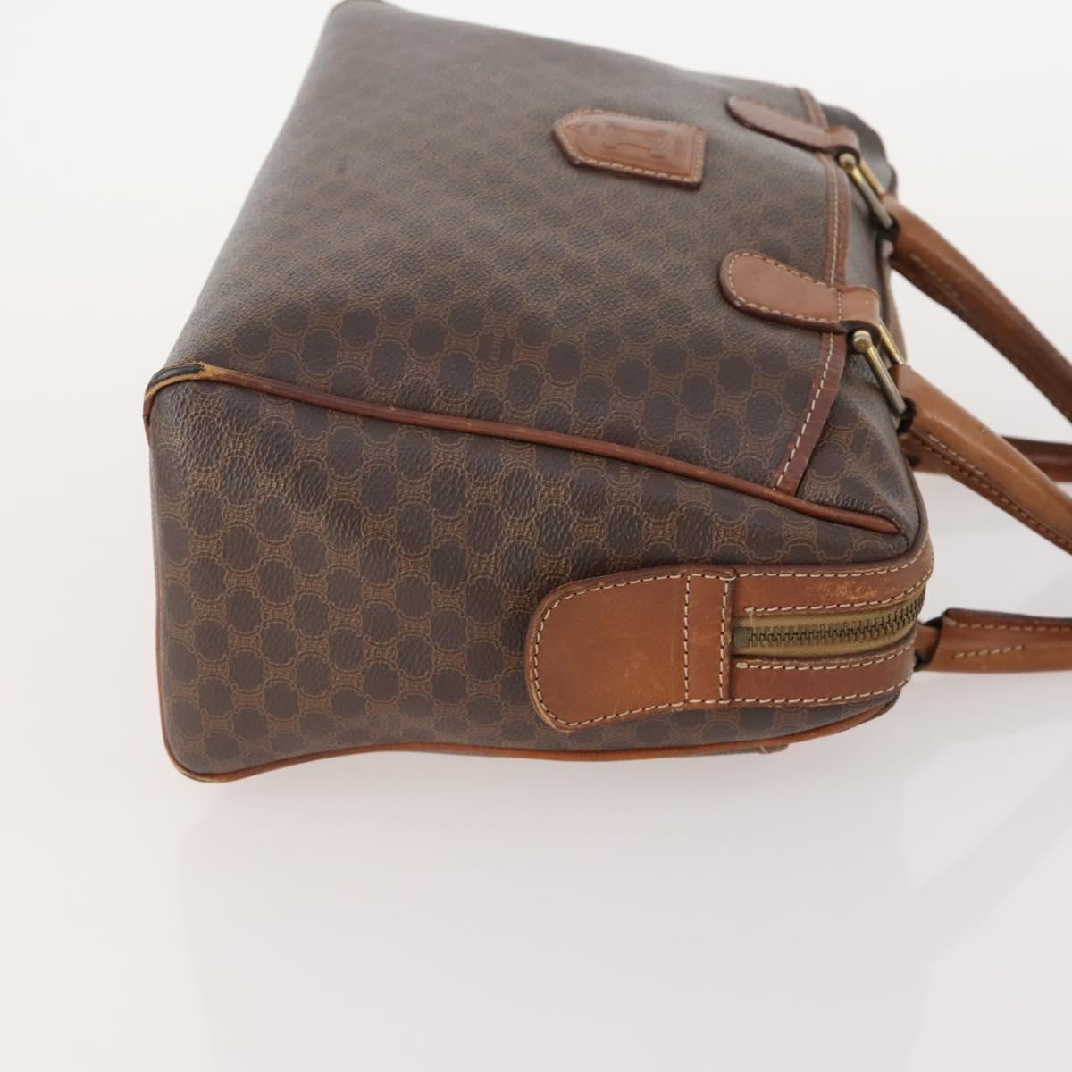 Celine CELINE Macadam Canvas Hand Bag PVC Leather 2 Set Brown Navy Authentic bs34088