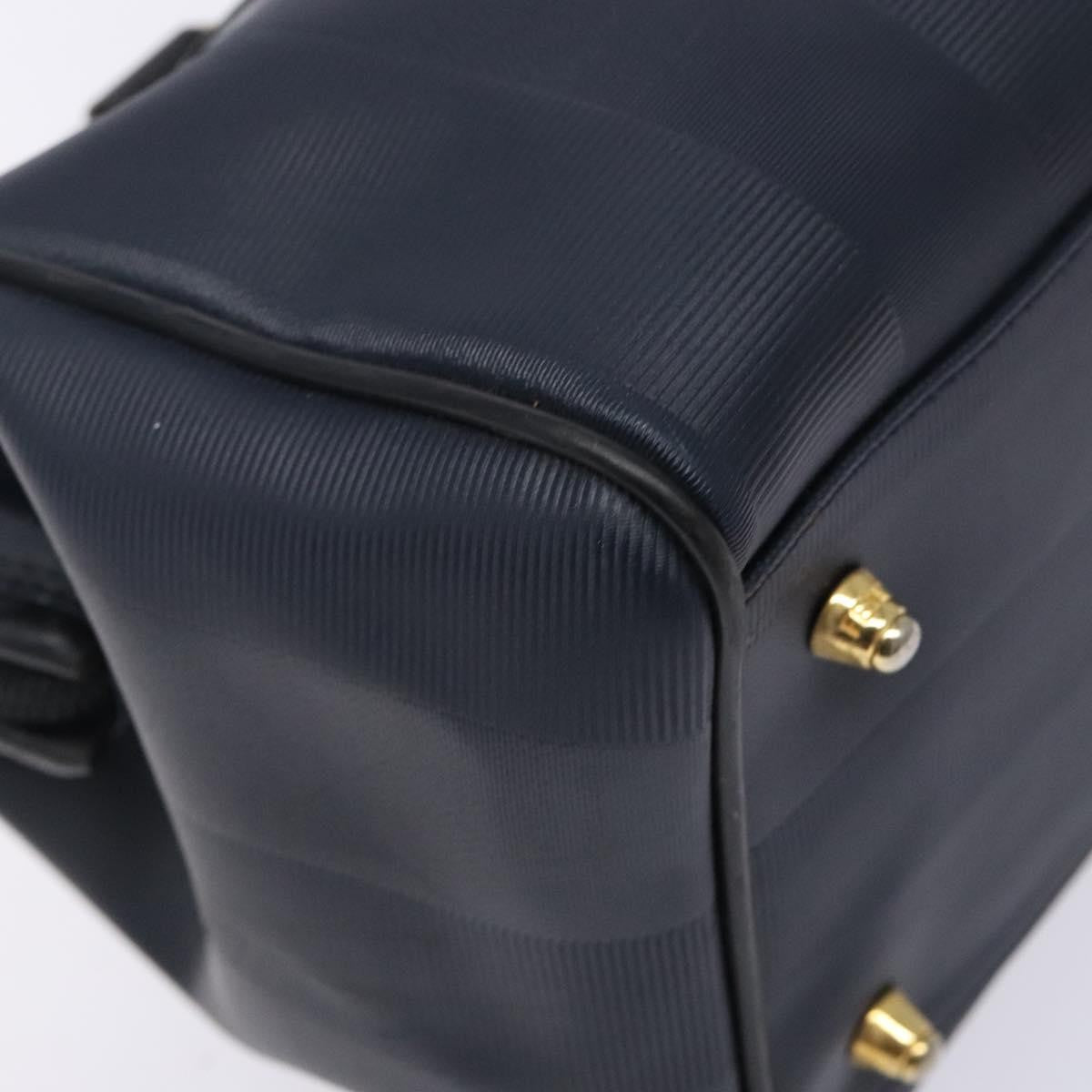 Fendi FENDI Pecan Canvas Hand Bag Navy Gold Authentic ep10858