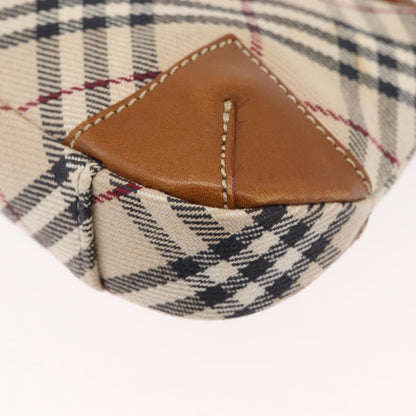Burberry BURBERRY Nova Check Blue Label Shoulder Bag Canvas Beige Silver Authentic 179380A