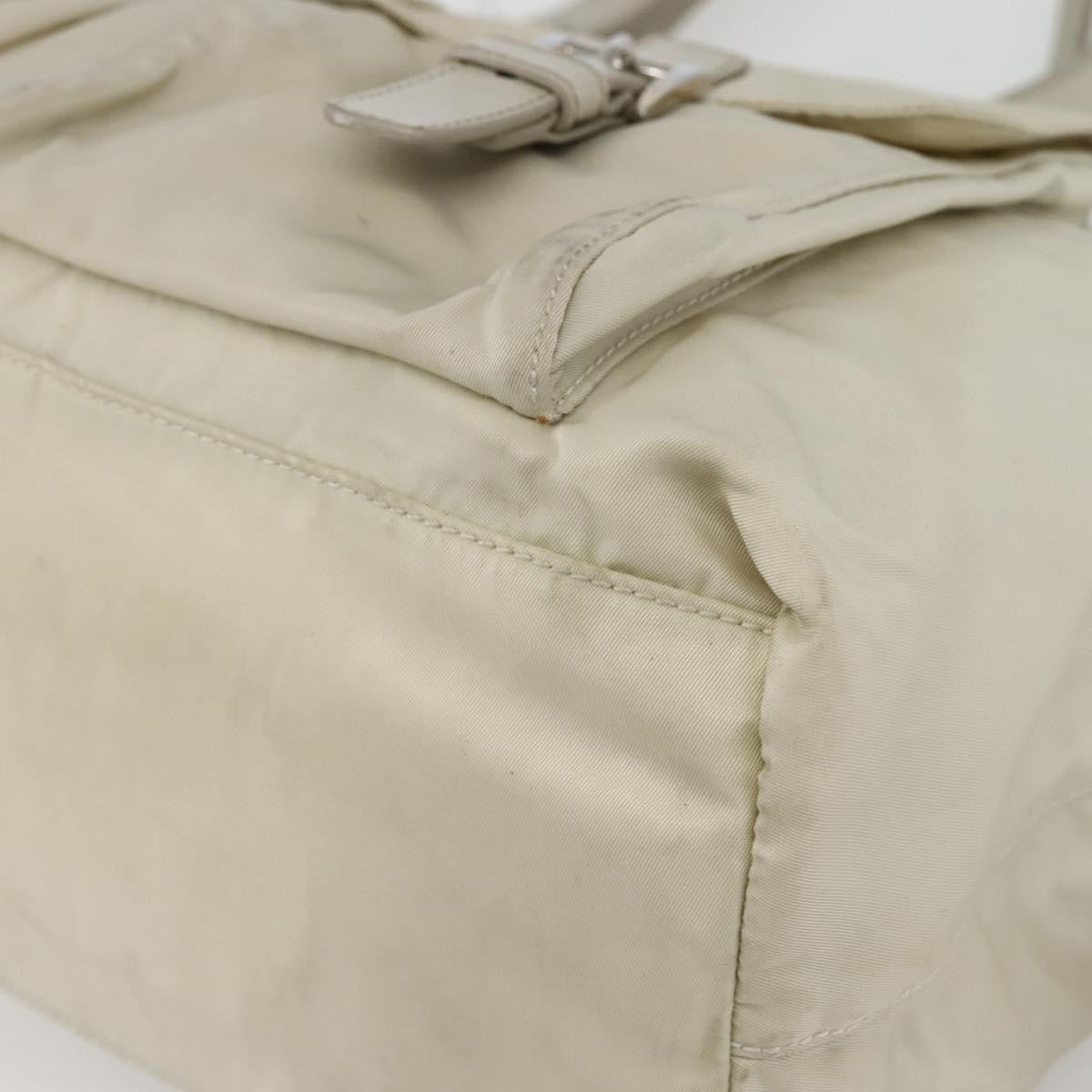 Prada PRADA Tote Bag Nylon Beige Silver Authentic mr1510