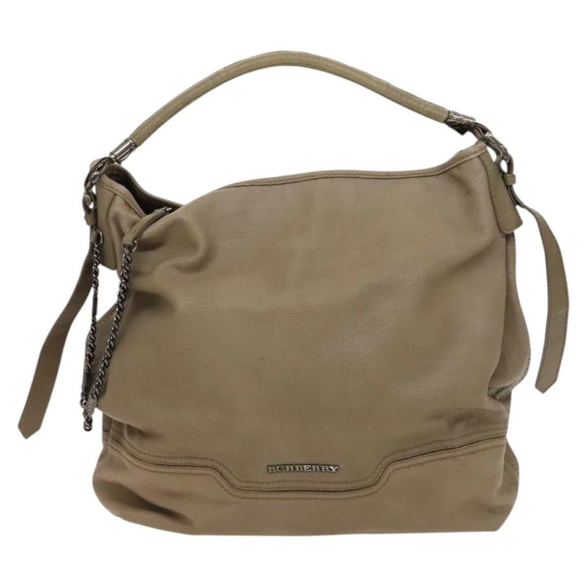 Burberry BURBERRY Shoulder Bag Leather Beige Authentic 119364