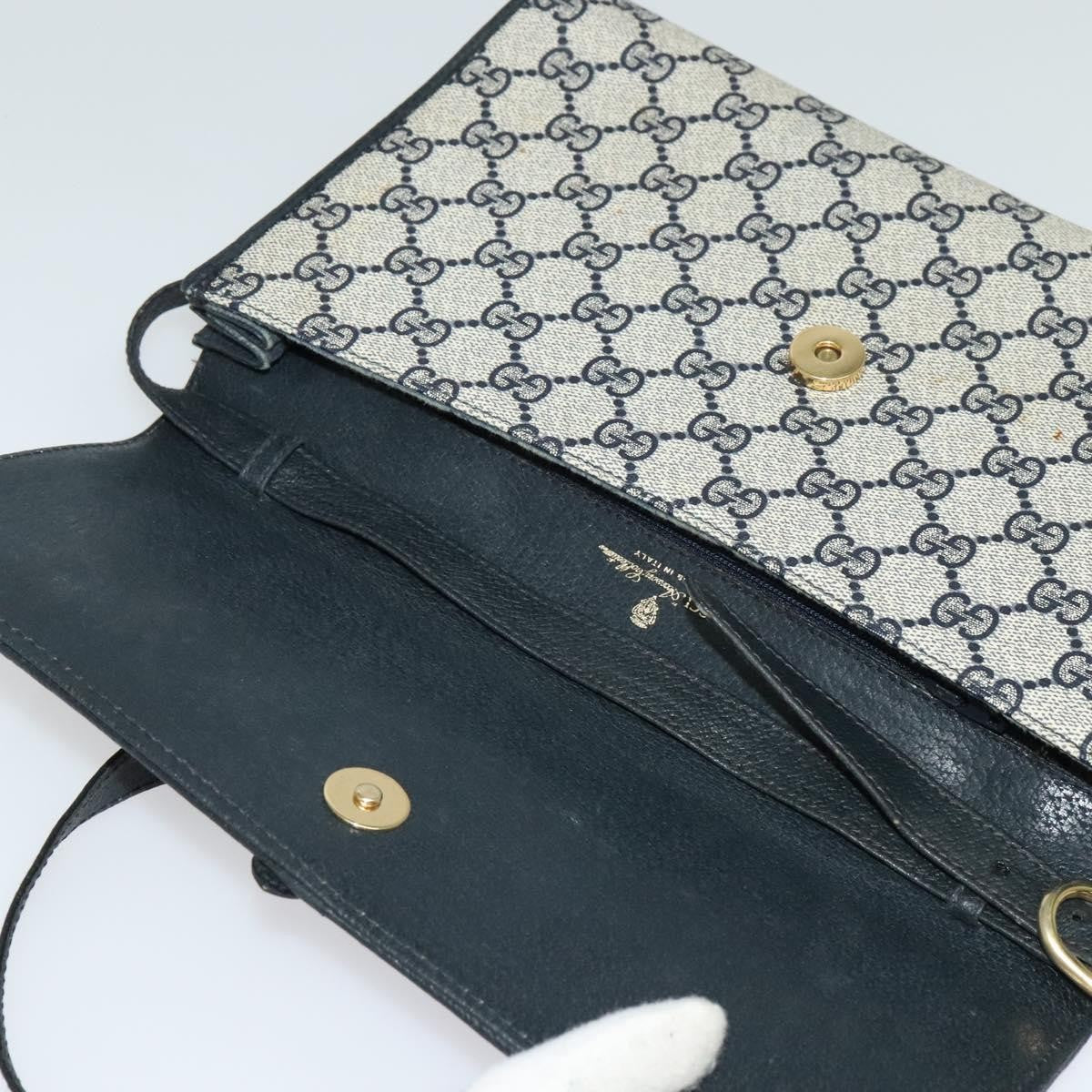 Gucci GUCCI GG Supreme Shoulder Bag PVC Navy Gold Authentic ep10523