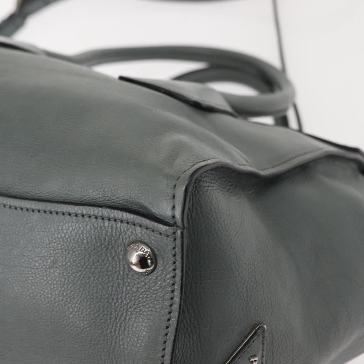 Prada PRADA Hand Bag Leather Gray Silver Authentic 149313