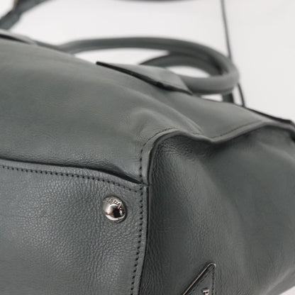 Prada PRADA Hand Bag Leather Gray Silver Authentic 149313
