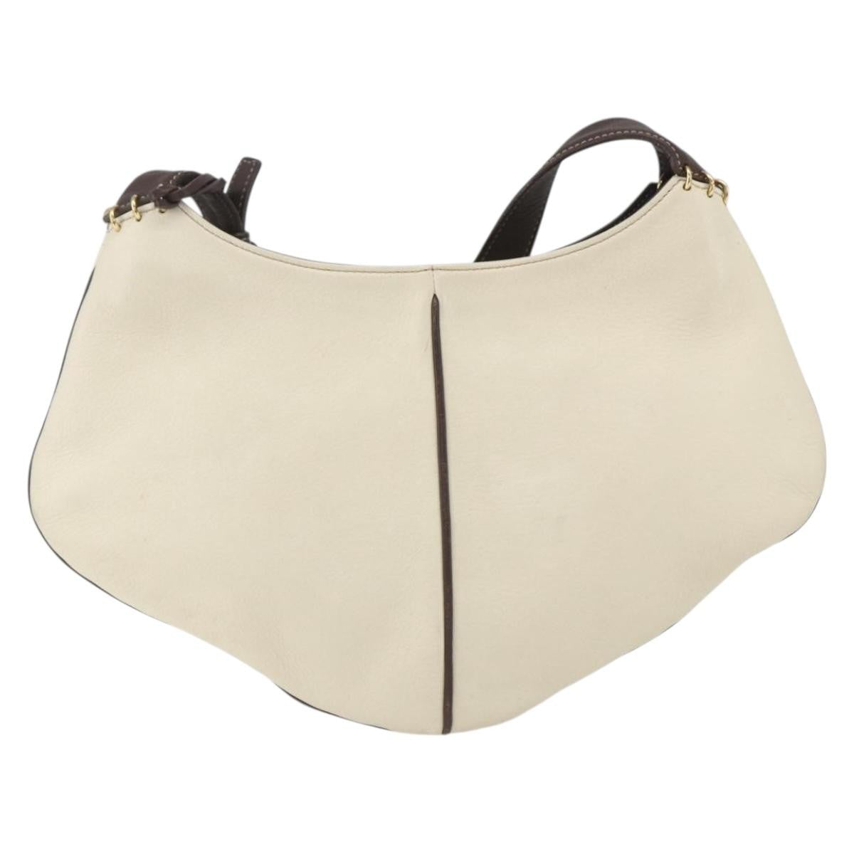 Loewe LOEWE Shoulder Bag Leather White Gold Authentic 162858