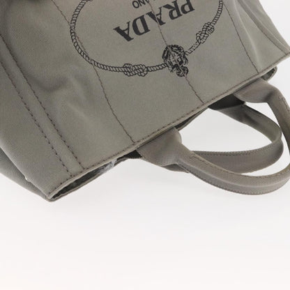 Prada PRADA Canapa MM Hand Bag Canvas Gray Silver Authentic hk3116