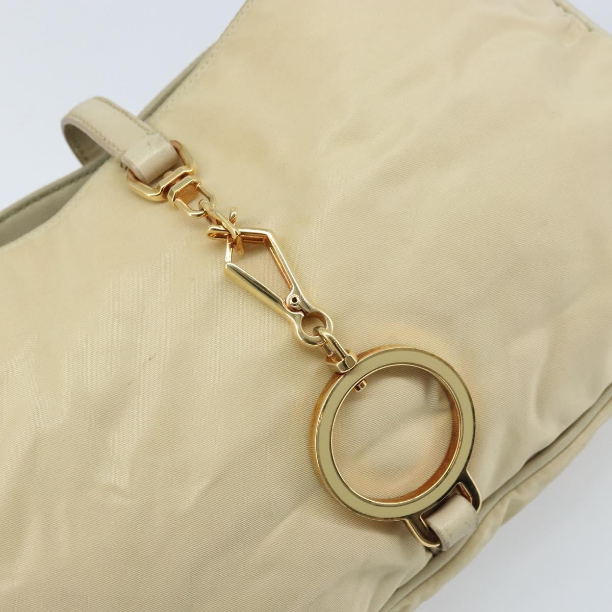 Prada PRADA Shoulder Bag Nylon Beige Gold Authentic LNZ823