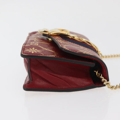 Gucci GUCCI GG Canvas Sylvie Sherry Line Chain Bag Leather Red 494646 Authentic BAZ806A