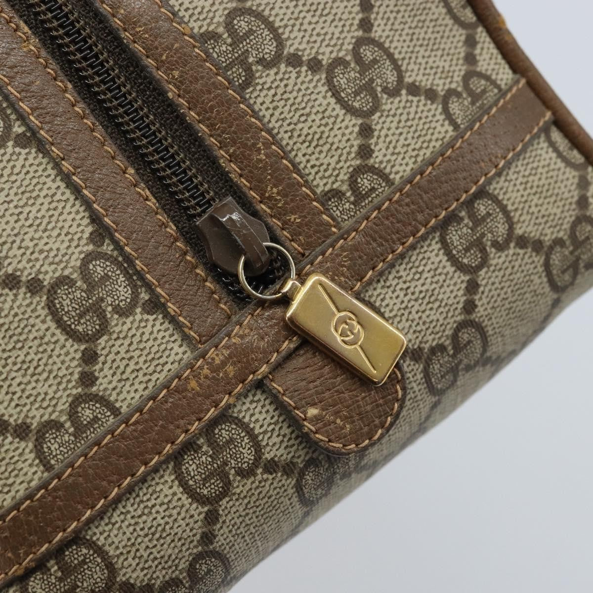 Gucci GUCCI GG Supreme Hand Bag PVC Beige Gold Authentic 173885