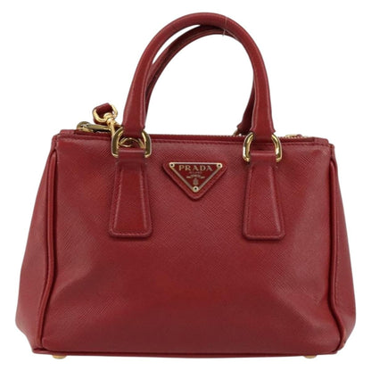 Prada PRADA Hand Bag Safiano leather 2way Red Gold Authentic 179933