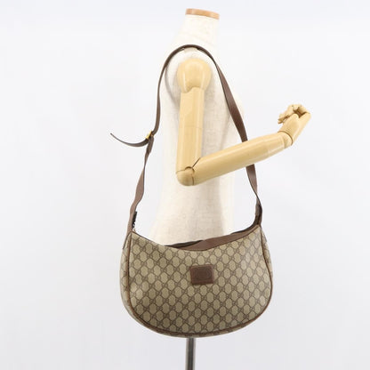Gucci GUCCI GG Supreme Shoulder Bag PVC Beige Gold Authentic ep12173