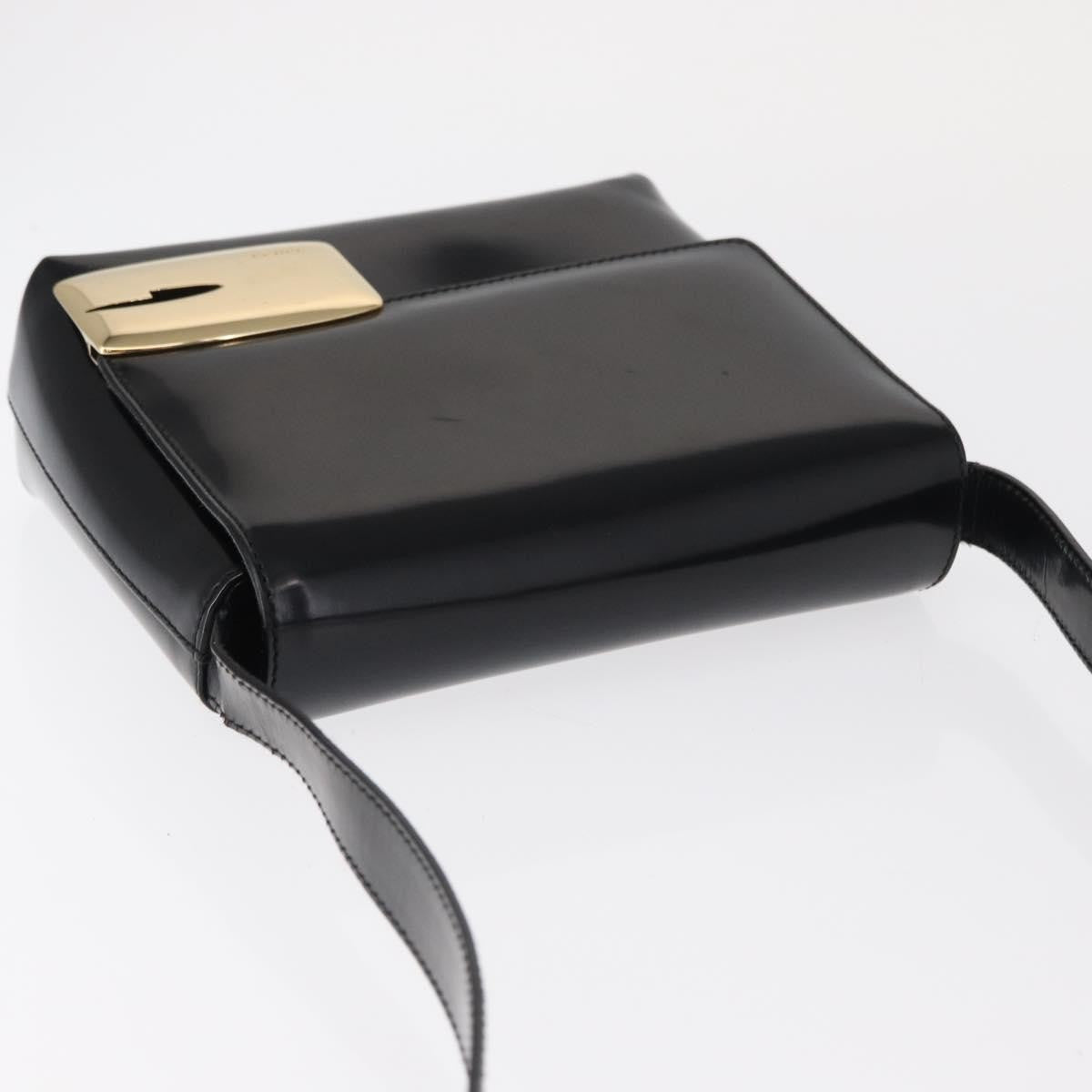 Gucci GUCCI Shoulder Bag Patent leather Black Gold 007 3444 0282 Authentic ti3515