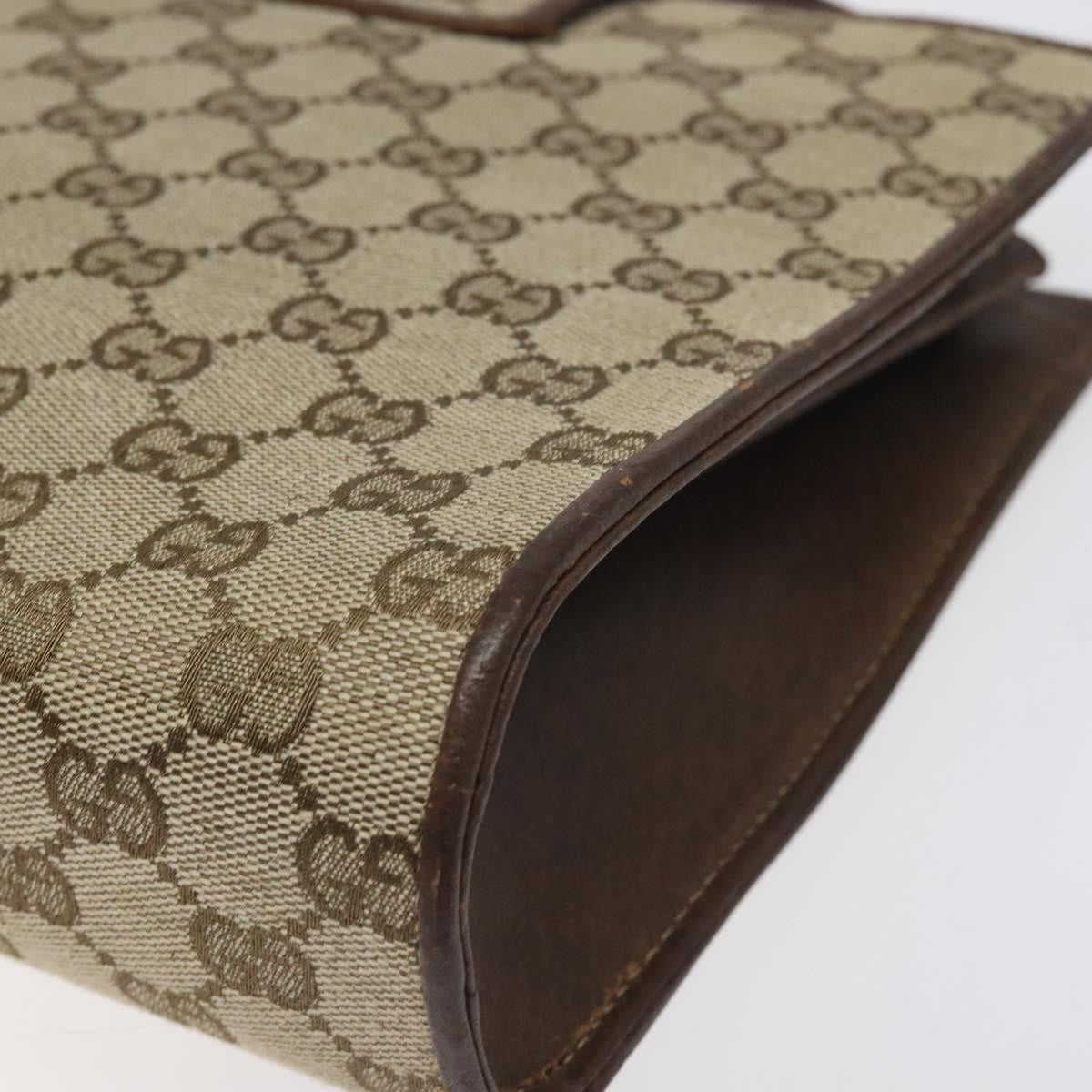 Gucci GUCCI GG Canvas Shoulder Bag Beige Gold Authentic bs27064