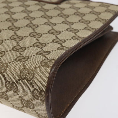 Gucci GUCCI GG Canvas Shoulder Bag Beige Gold Authentic bs27064