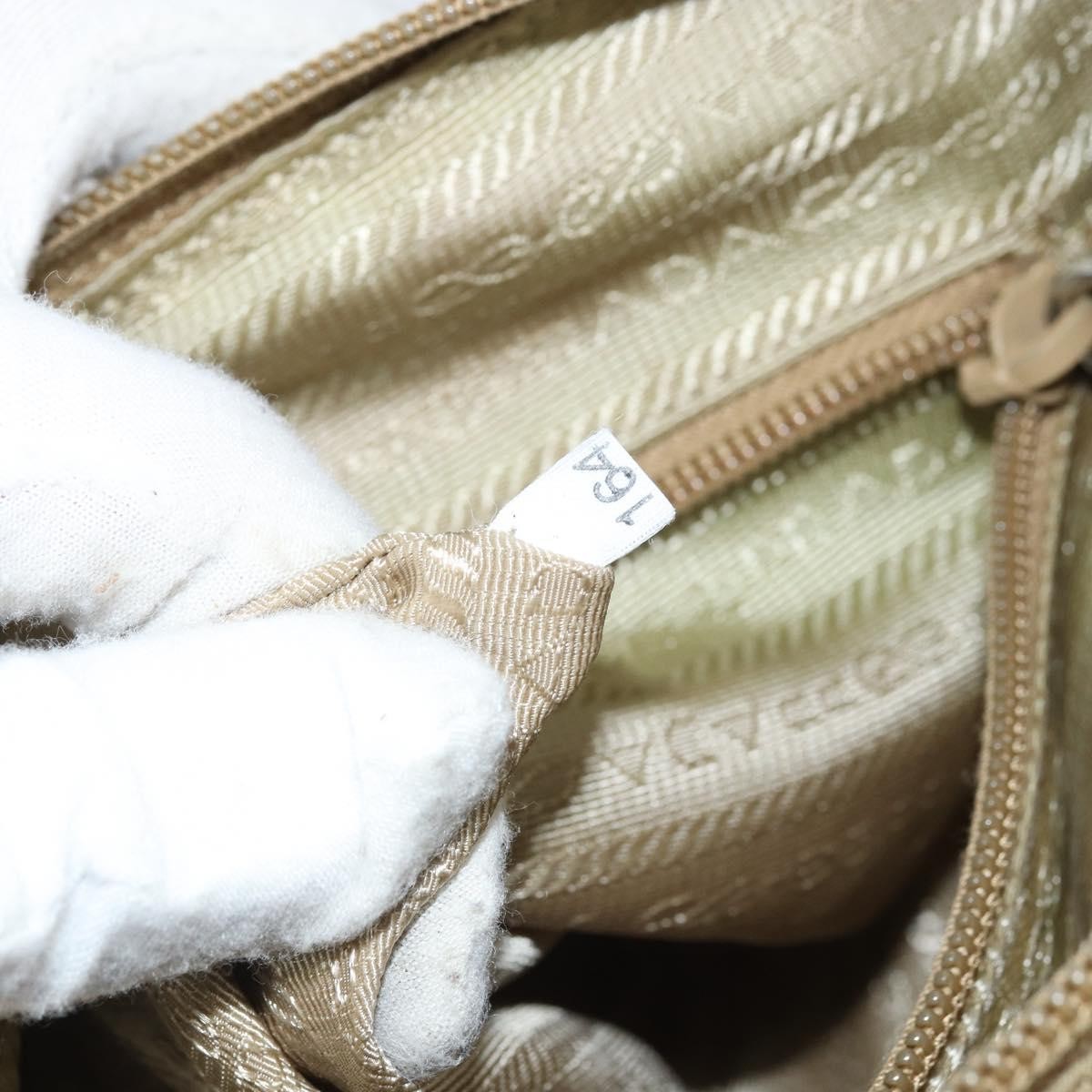 Prada PRADA Shoulder Bag Nylon Beige Silver Authentic 164243