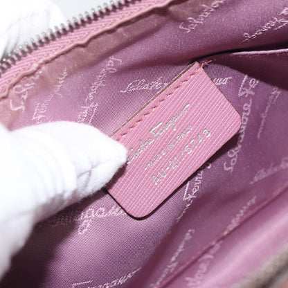 Salvatore Ferragamo Salvatore Ferragamo Gancini Shoulder Bag Suede Pink Silver Authentic 166453
