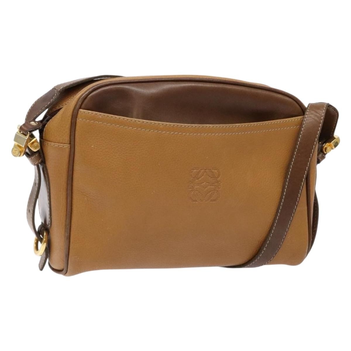 Loewe LOEWE Shoulder Bag Leather Brown Gold Authentic am8960