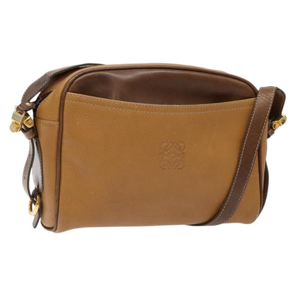 Loewe LOEWE Shoulder Bag Leather Brown Gold Authentic am8960