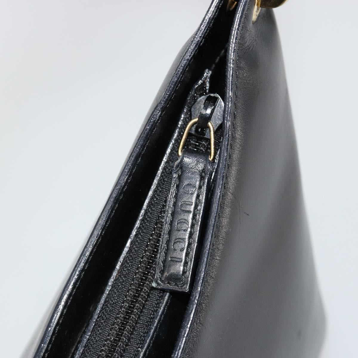 Gucci GUCCI Bamboo Shoulder Bag Leather Black Gold 001 3008 Authentic 182382