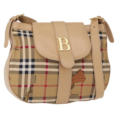 Burberrys Burberrys Nova Check Shoulder Bag Nylon Beige Gold Authentic 153830