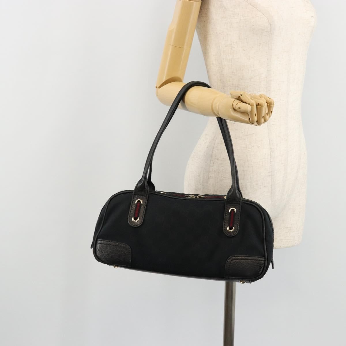 Gucci GUCCI GG Canvas Princi Hand Bag Black Gold 161720 Authentic 176928