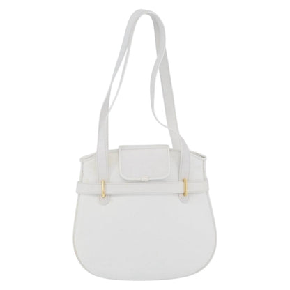 Dior Christian Dior Shoulder Bag Leather White Gold Authentic 176489
