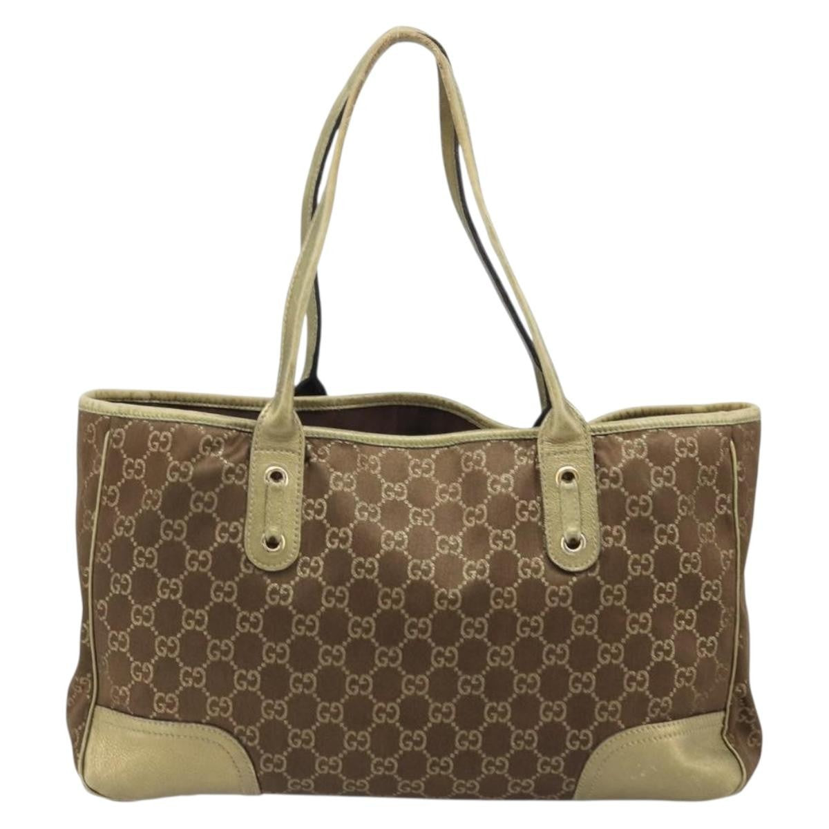 Gucci GUCCI GG Canvas Tote Bag Brown Gold 163805 Authentic LNZ740
