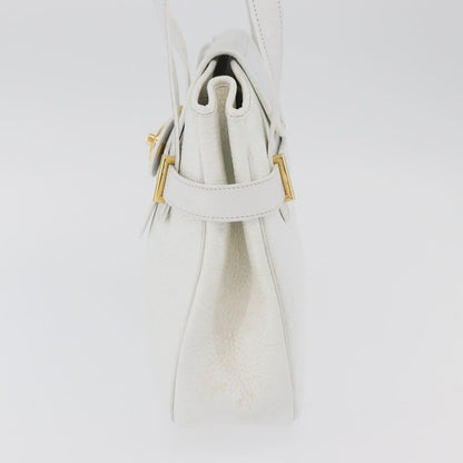 Dior Christian Dior Shoulder Bag Leather White Gold Authentic 176489