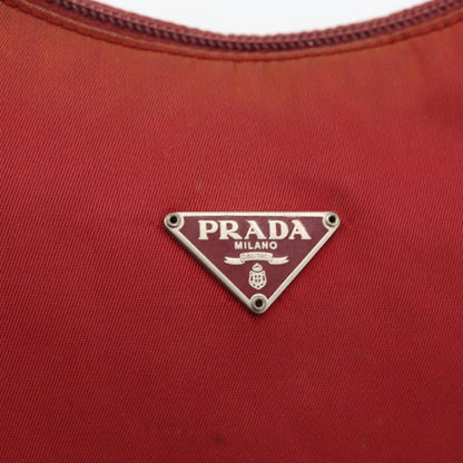 Prada PRADA Hand Bag Nylon Red Silver Authentic LNZ991