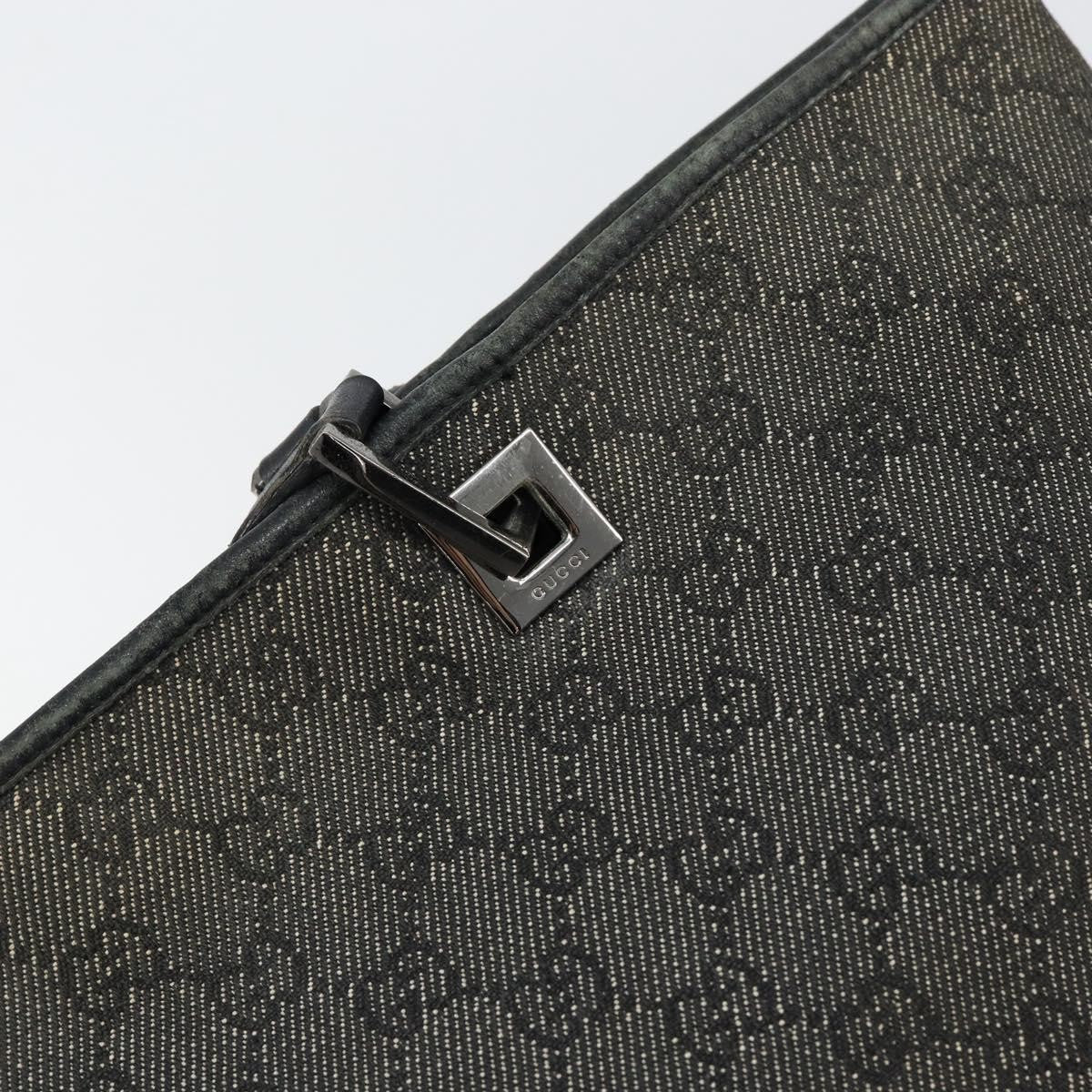 Gucci GUCCI GG Canvas Tote Bag Black Silver 36173 1705 Authentic 154445