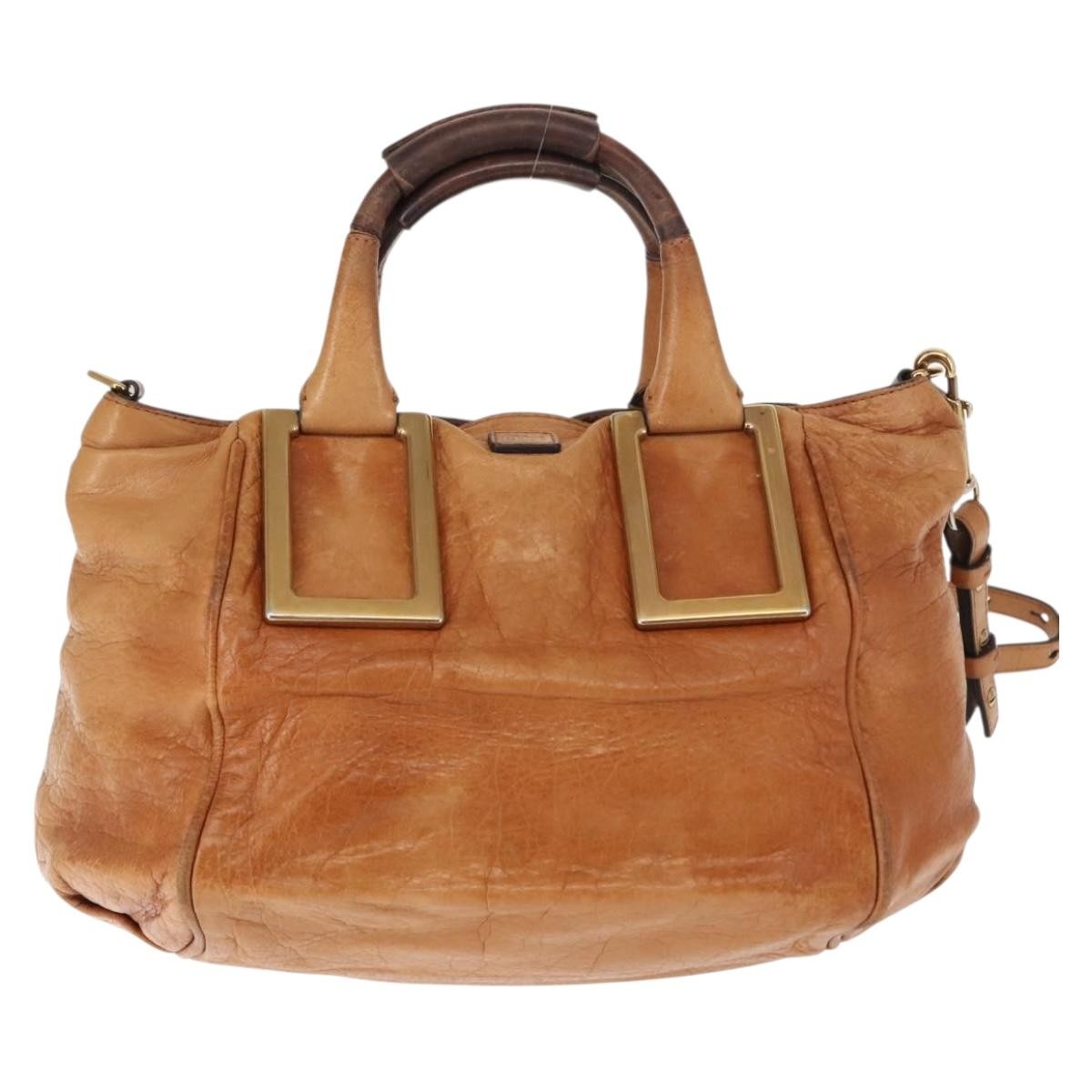 Chloé Chloé Chloe Etel Hand Bag Leather 2way Beige Gold Authentic fm4883