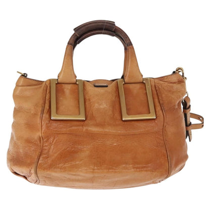 Chloé Chloé Chloe Etel Hand Bag Leather 2way Beige Gold Authentic fm4883