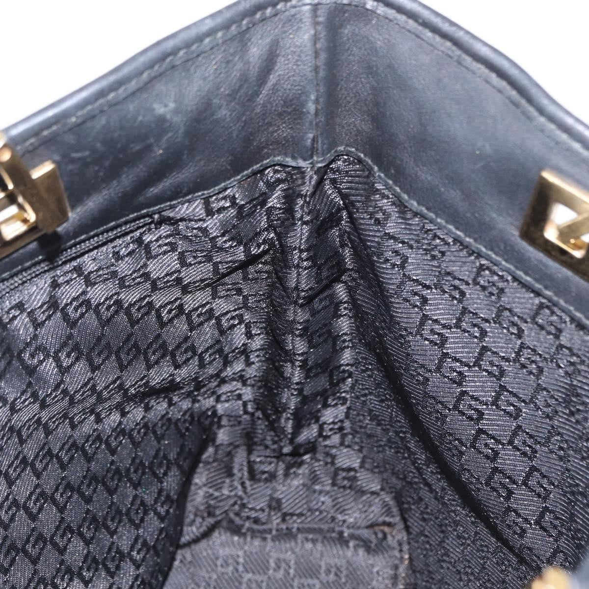 Gucci GUCCI Tote Bag Leather Black Gold 002 1099 Authentic 166099