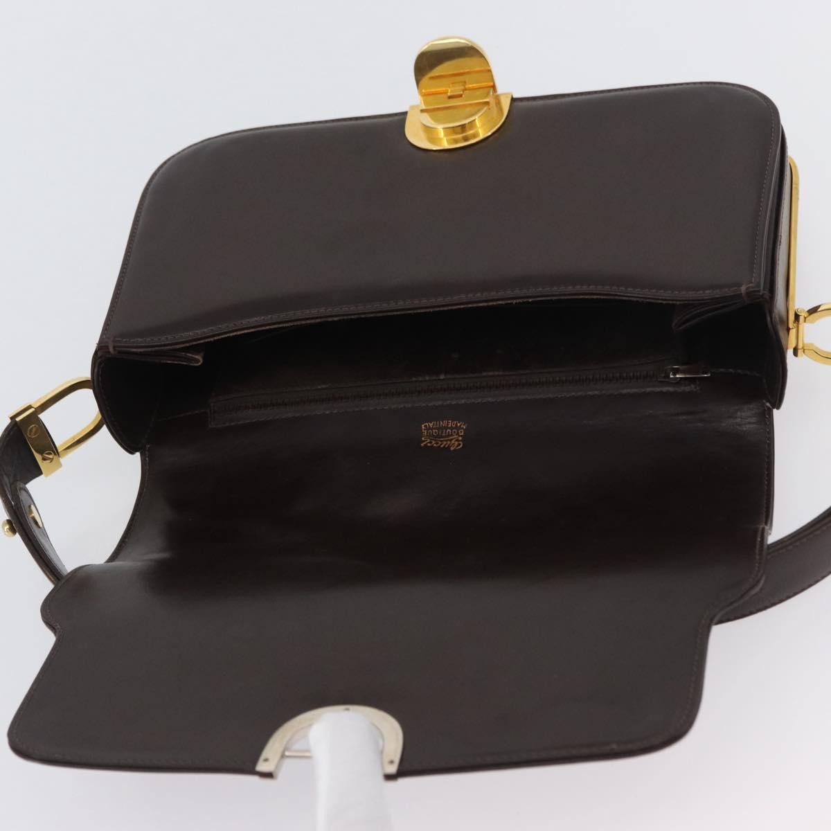 Gucci GUCCI Shoulder Bag Leather Brown Gold Authentic ep13909
