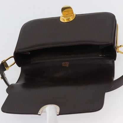 Gucci GUCCI Shoulder Bag Leather Brown Gold Authentic ep13909