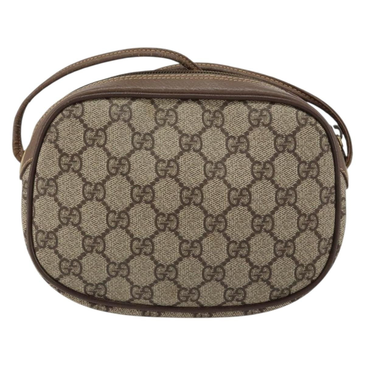 Gucci GUCCI GG Supreme Web Sherry Line Bag PVC Beige Gold 007 58 6112 4023 Authentic 150125