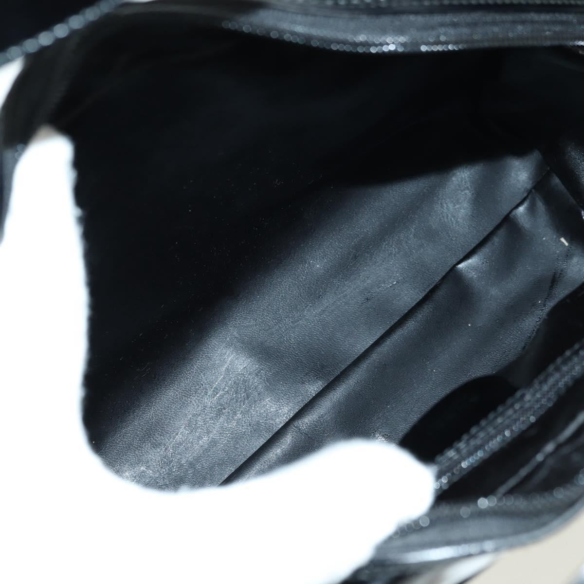 Gucci GUCCI Hand Bag Patent leather 2way Black Silver Authentic 176640