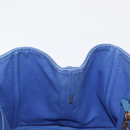 Prada PRADA Canapa MM Hand Bag Canvas Blue Gold Authentic 162140